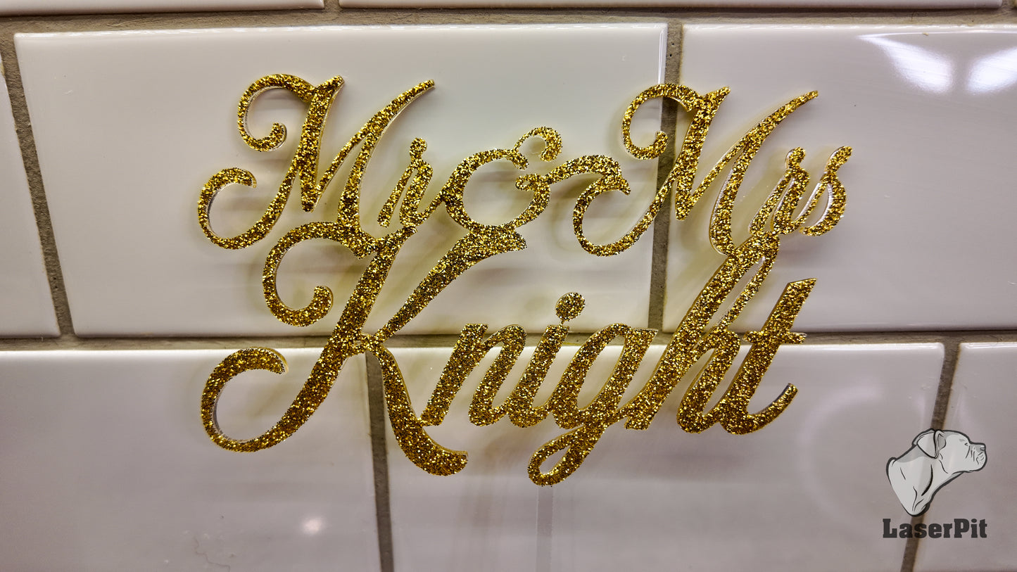 Personalized Cake Topper with Gold Glitter