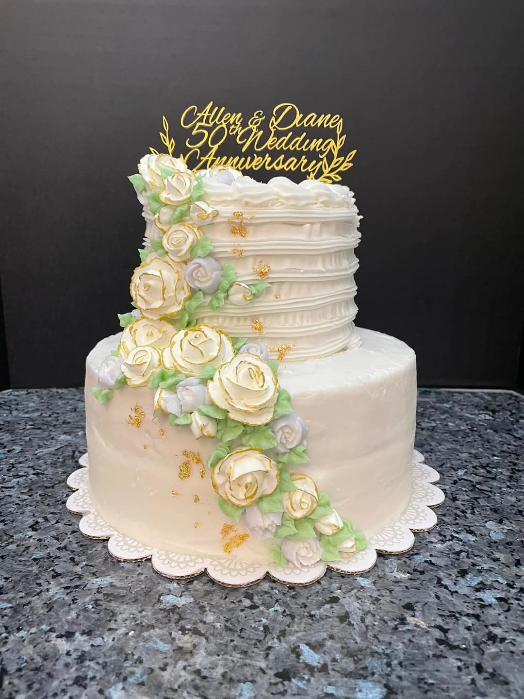 Personalized Cake Topper with Gold Glitter