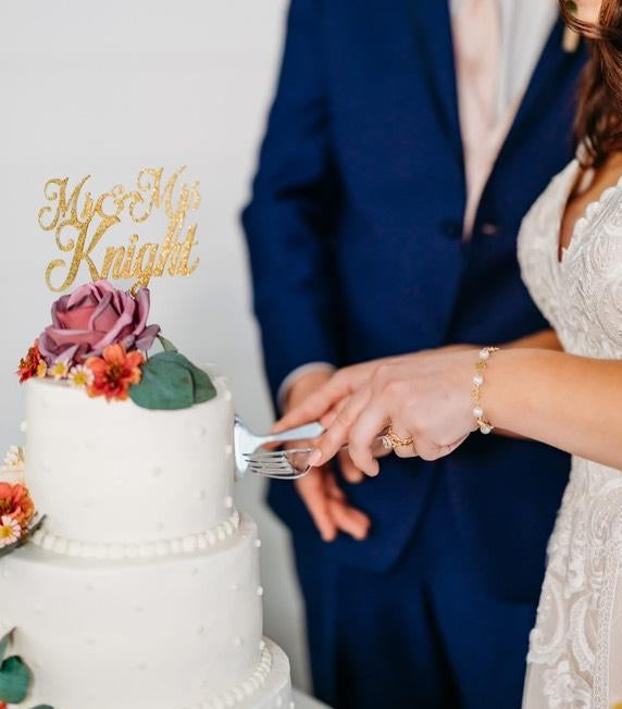 Personalized Cake Topper with Gold Glitter