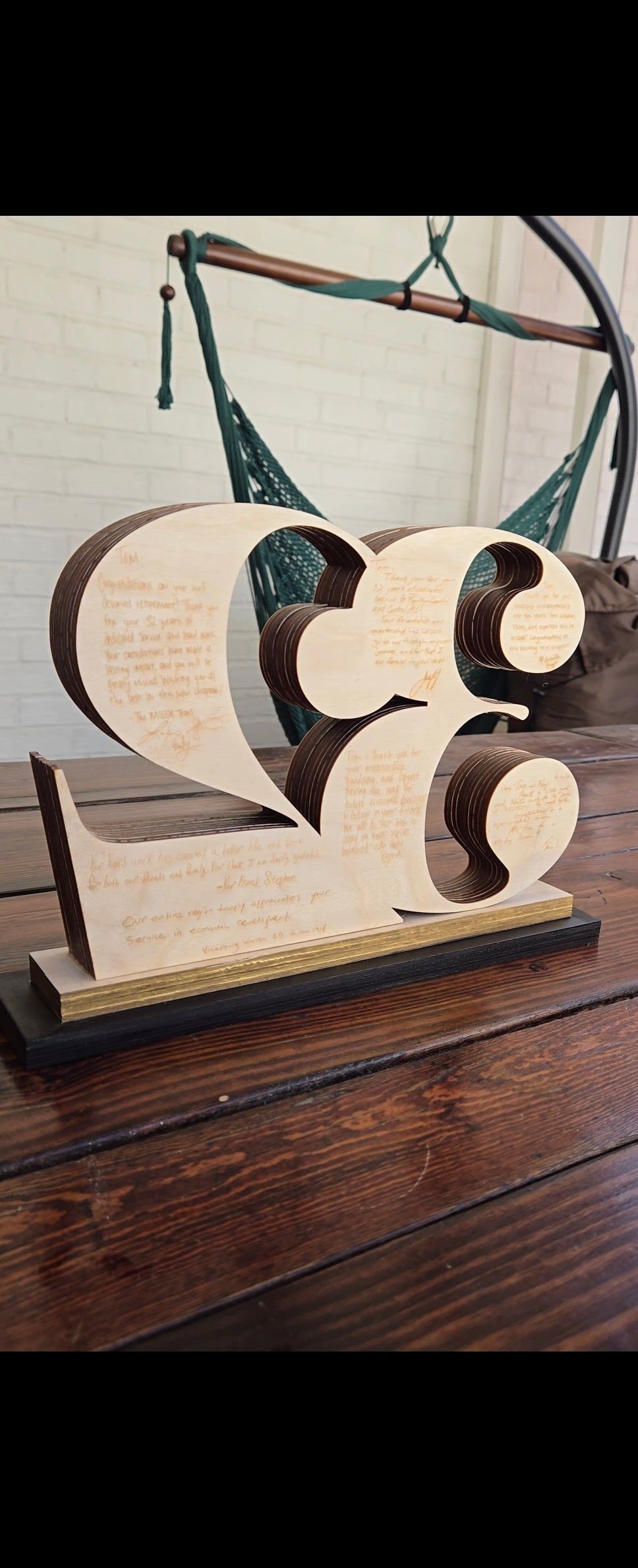 Cascading Number Award with Notes on Back