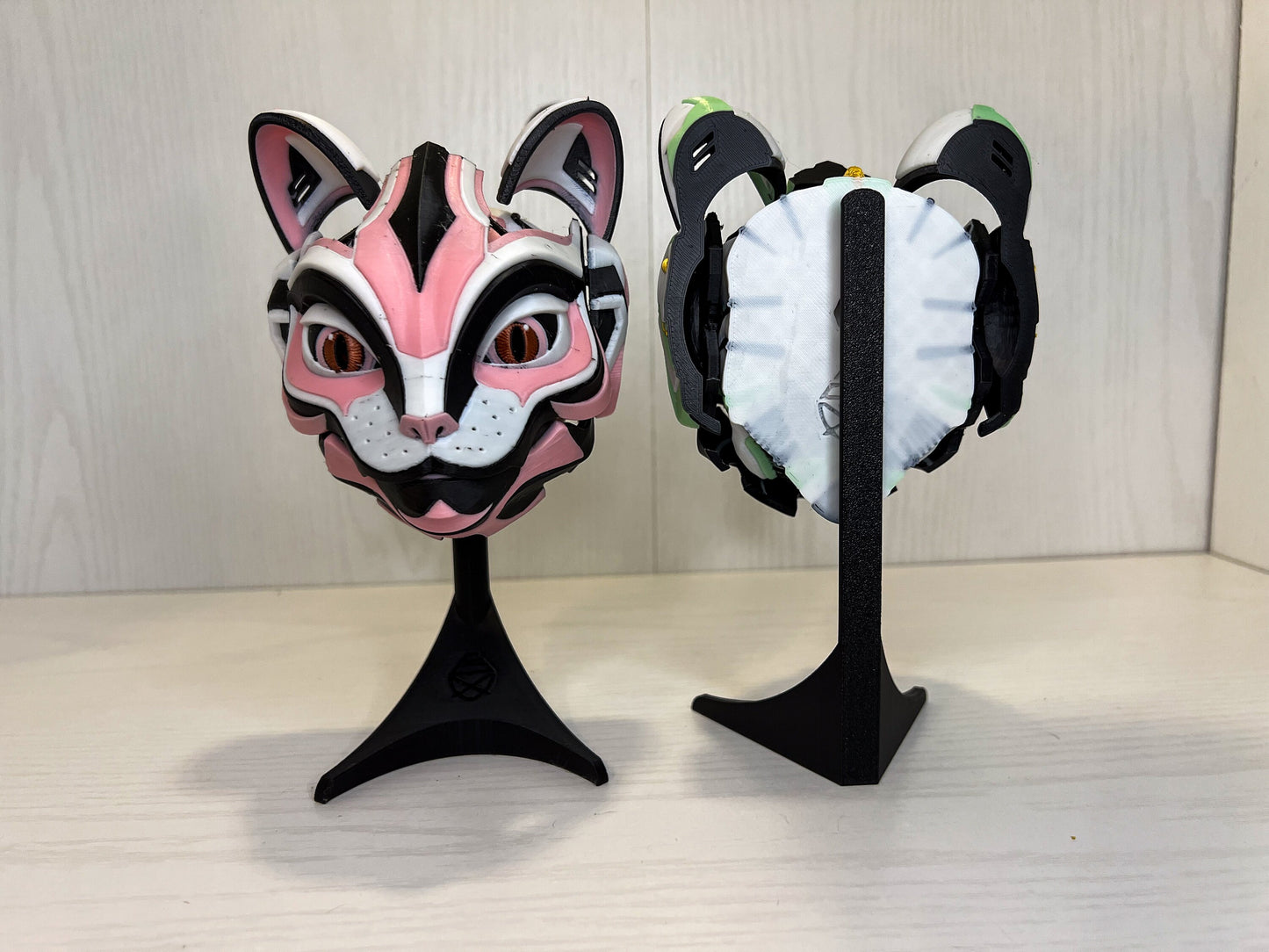 Exclusive Cat Bot Head | Green & Copper Articulating Print | Wall or Desk Mounted | Kitty Robot Gift Idea Catbot Mask Helmet Pipe Cox Skull