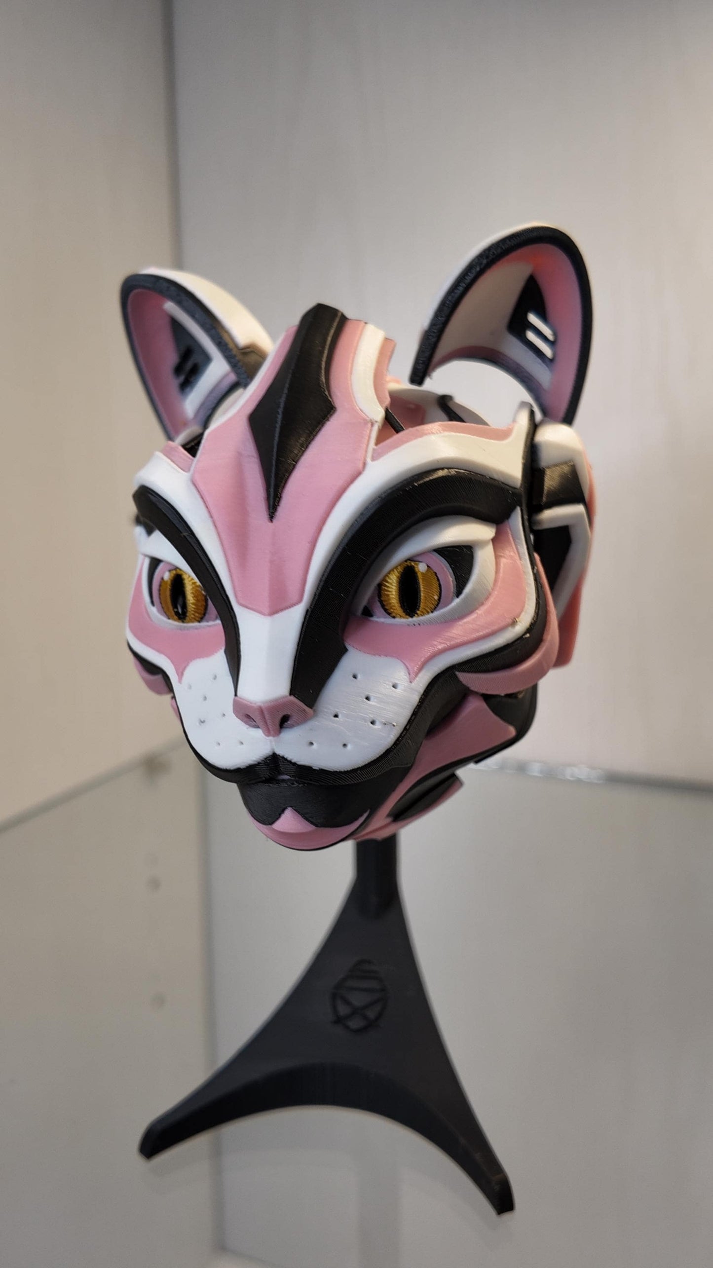 Exclusive Cat Bot Head | Green & Copper Articulating Print | Wall or Desk Mounted | Kitty Robot Gift Idea Catbot Mask Helmet Pipe Cox Skull